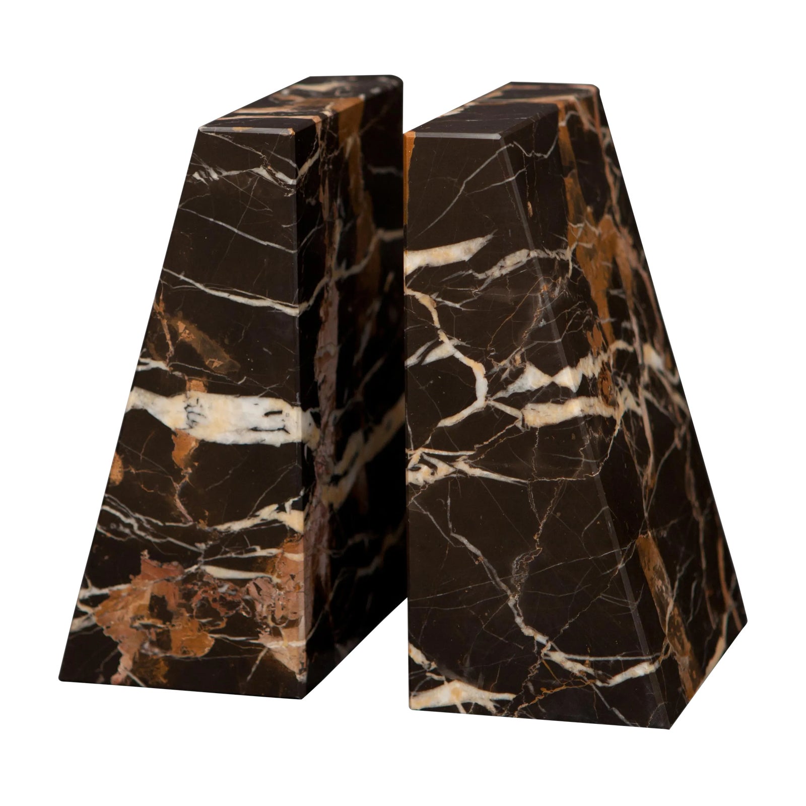 Brown Marble Bookends - a Pair