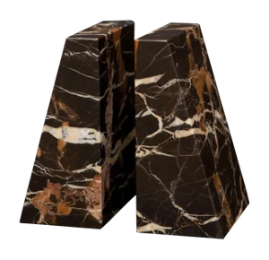 Brown Marble Bookends - a Pair