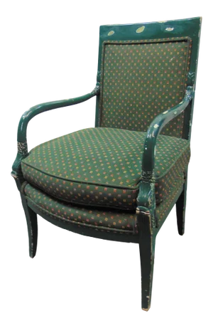 French Empire Style Carved Paint Distressed Arm Chair