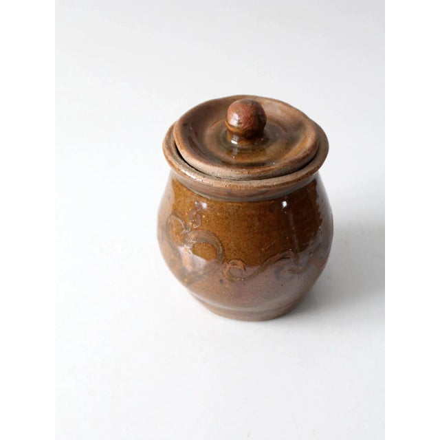 Brown Vintage Studio Pottery Jar For Sale - Image 8 of 12
