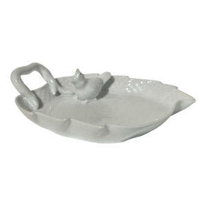 Vintage 1900s Paris Royal White Porcelain Bird Trinket Dish