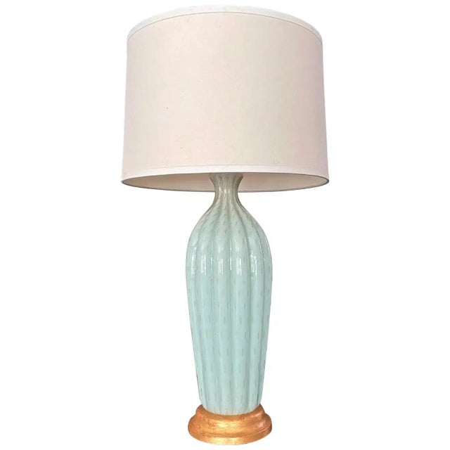 1950s Barbini Murano Seafoam Green Glass Table Lamp For Sale - Image 11 of 12