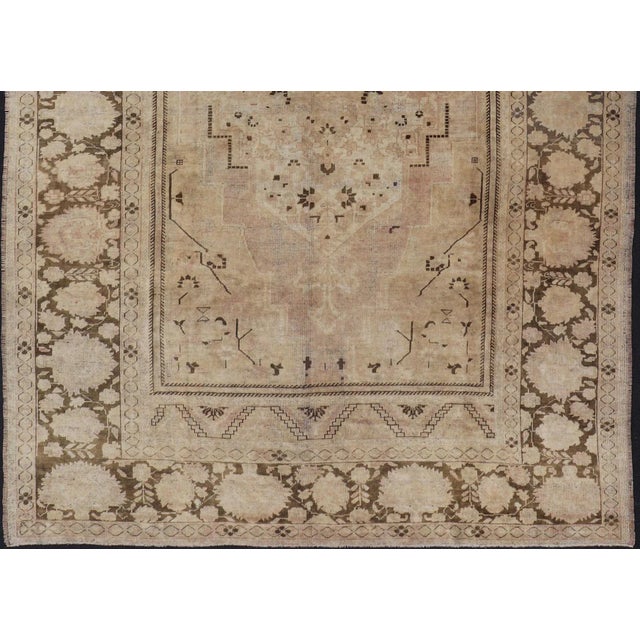 Vintage Oushak Rug With Muted Neutral Colors in Tan, Beige, Taupe, Gray & Brown For Sale - Image 4 of 13