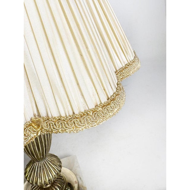 Art Nouveau Brass Table Lamp with Shade, France, 1920s For Sale - Image 6 of 18