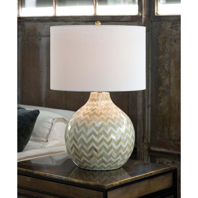 Transitional Regina Andrew Chevron Bone Table Lamp in Natural For Sale - Image 3 of 6