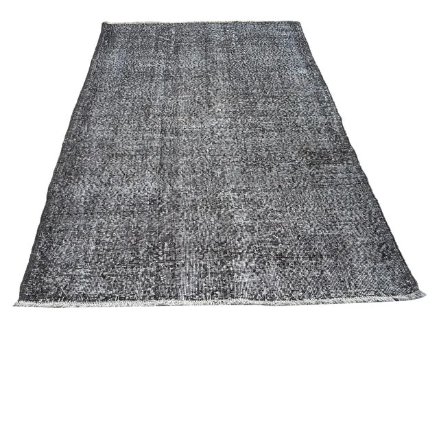 Vintage Turkish Wool Over-Dyed Grey Rug, 1970s For Sale