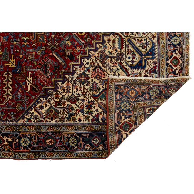 Persian 10x18 Antique Persian Heriz Red Rug – Oversized Hand-Knotted Wool Masterpiece For Sale - Image 3 of 11
