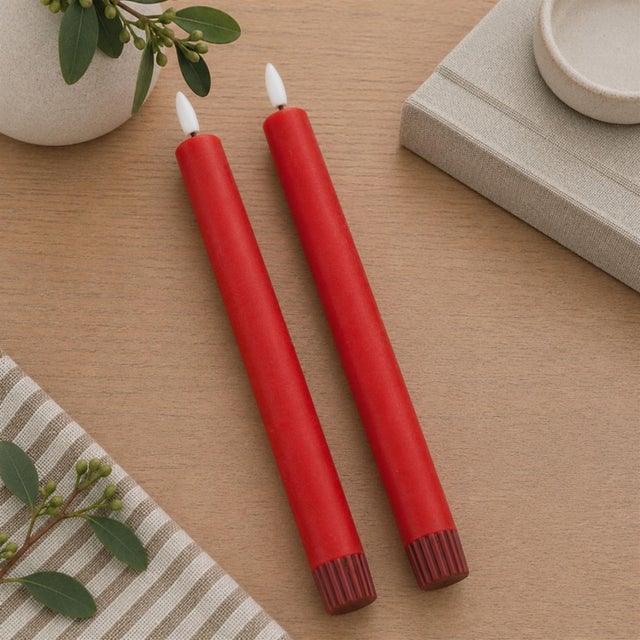Modern FIA Wick Red Taper Candle (Set of 2) For Sale - Image 3 of 4