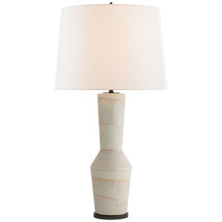 Kelly Wearstler for Visual Comfort Signature Alta Table Lamp in Porous White & Ivory with Linen Shade