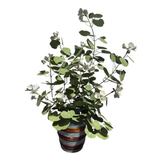 Hand Painted Tole Geranium in Pot For Sale