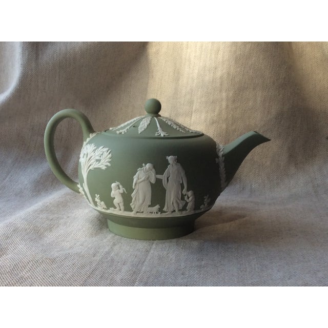 Antique Wedgwood Jasperware Teapot, Sage Green Chairish