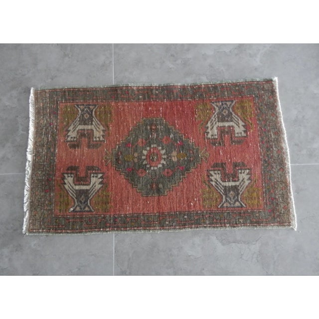 Salmon Vintage Turkish Oushak Yastik Rug For Sale - Image 8 of 8