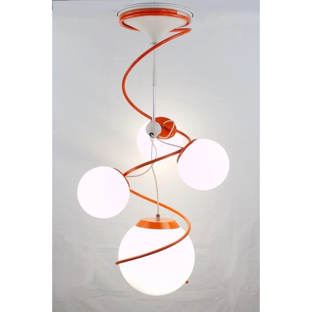Gino Sarfatti Space Age Orange & White 4-Light Ceiling Lamp in the Style of Gino Sarfatti, 1970s For Sale - Image 4 of 15