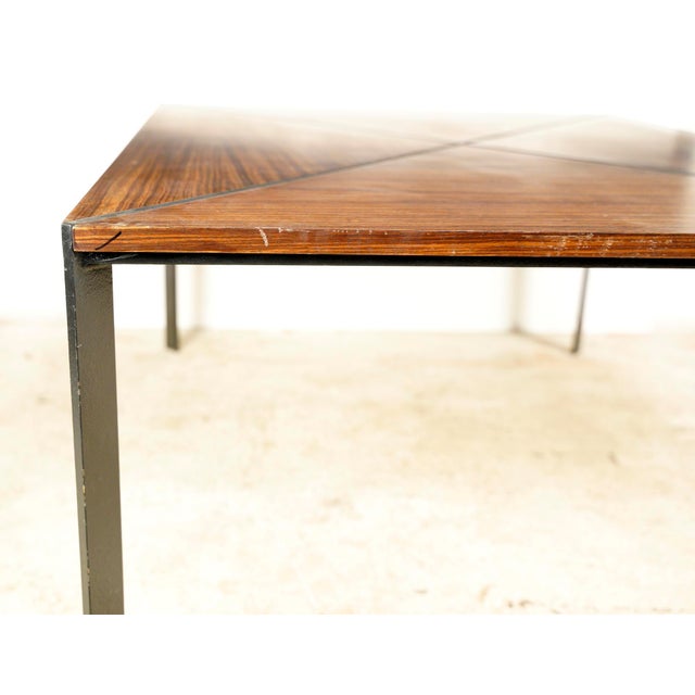 Wood Vintage Modern 42.25 In. Rosewood Steel Coffee Table For Sale - Image 7 of 9