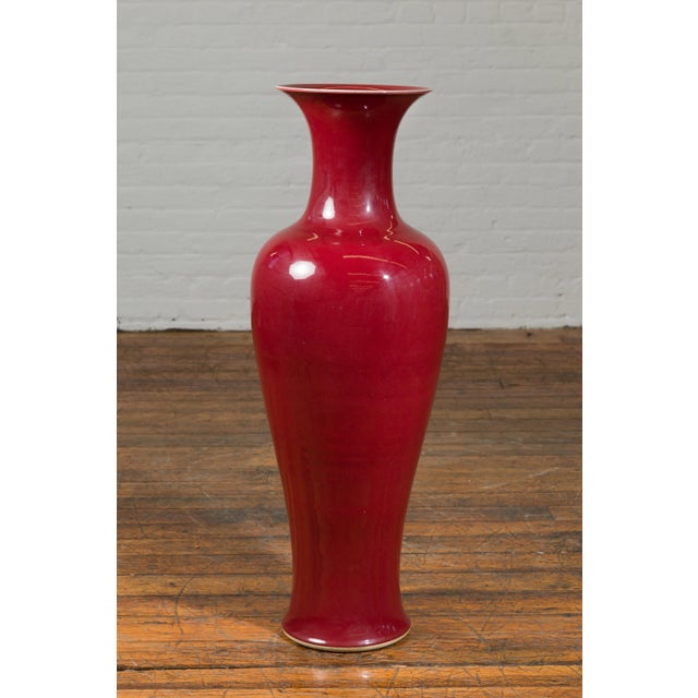 Chinese Vintage Oxblood Altar Vase with Flaring Neck, Several Available For Sale - Image 4 of 9