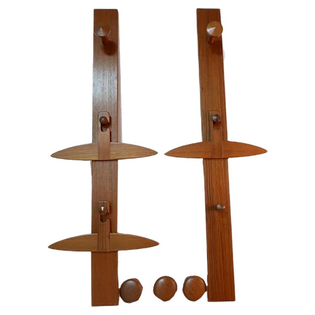 No. 140 Teak Coat Racks by Aksel Kjersgaard for Aksel Kjersgaard, 1960s, Set of 8 For Sale