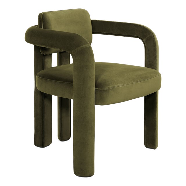 Double Arch Dining Chair in Forest Green Cotton Velvet from Insidherland For Sale