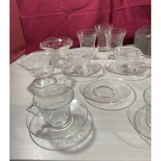 Glass 1930s Clear Hazel Atlas Florentine No. 2 Depression Glass Table Set - 43 Pcs For Sale - Image 7 of 12