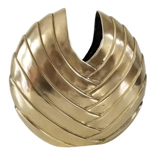 1980s Vintage Sculptural Solid Brass Vase/ Sold