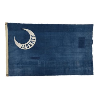 Distressed Cotton Fort Moultrie Liberty Flag Made From Vintage Indigo For Sale