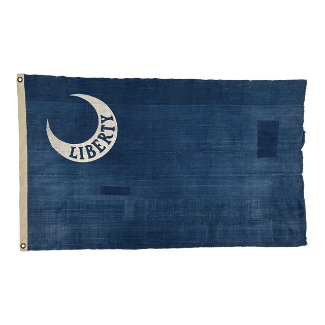 Distressed Cotton Fort Moultrie Liberty Flag Made From Vintage Indigo For Sale