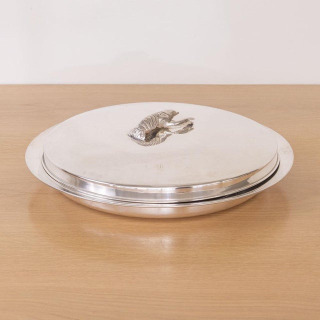 1940s Alpaca Silver Lobster Serving Tray With Lid, Spain For Sale - Image 9 of 15