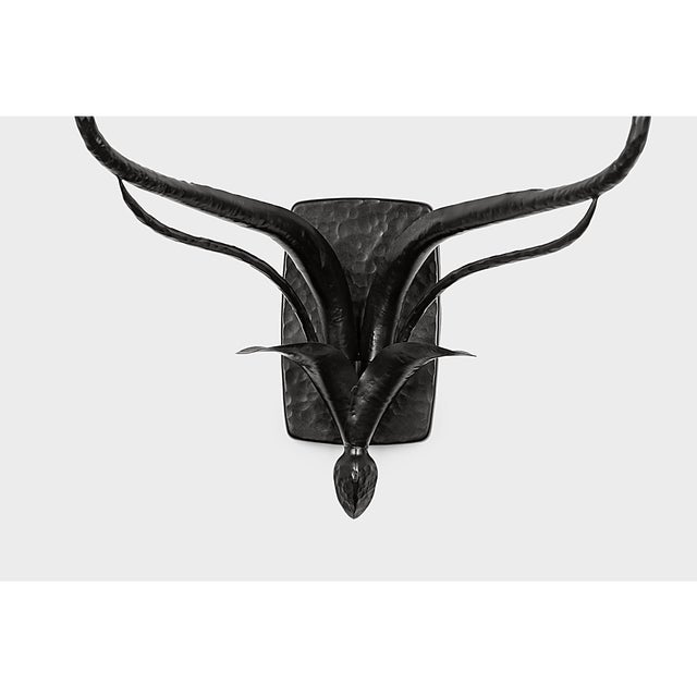 Black Chapman & Myers for Visual Comfort Signature Amalfi 15" Double Sconce in Waxed Black with Linen Shades For Sale - Image 8 of 15