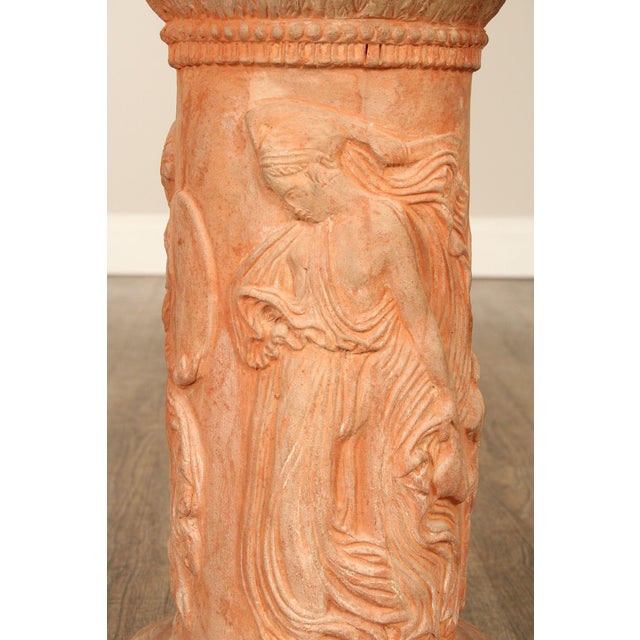 Italian Marble Top Terra Cotta Pedestal For Sale - Image 4 of 12