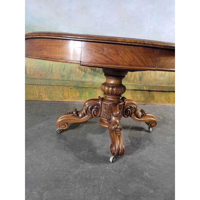 Vintage Table in Walnut with Central Leg For Sale - Image 3 of 11
