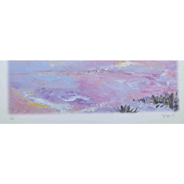 Pink blossoms is an original colored lithography artwork realized by the Belgian artist Martine Goeyens in the years...