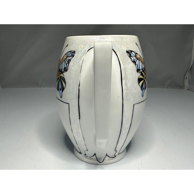 Ceramic Early 20th Century Art Nouveau Bavaria Hand-Painted Butterfly Mug For Sale - Image 7 of 9