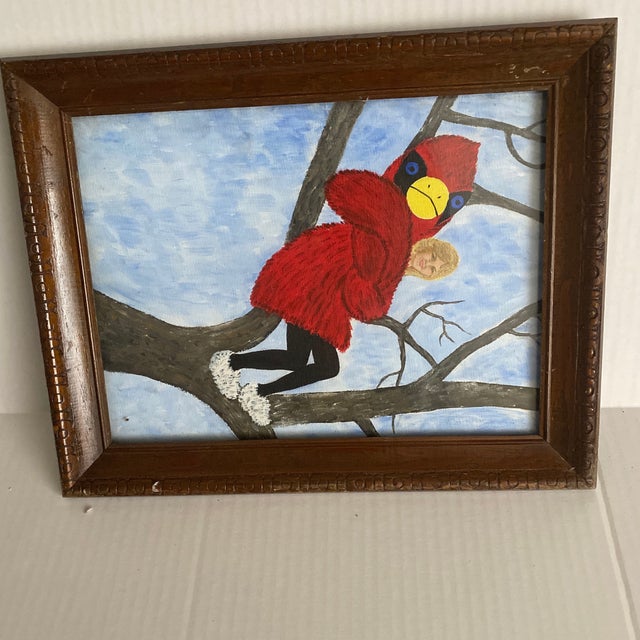 Folk Art 1982 Framed Painting on a Duro Canvas Panel by Artist Layne Rome. For Sale - Image 3 of 11