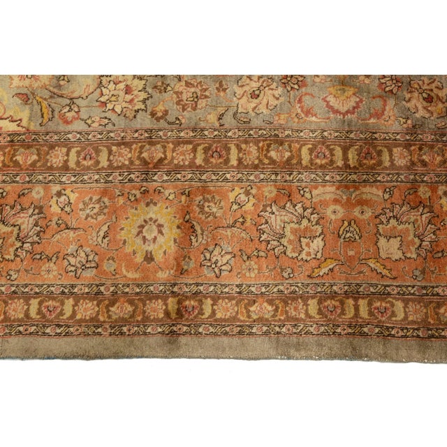 Vintage Persian Tabriz Fine Wool Rug in Gray and Peach With Medallion Motif For Sale - Image 9 of 10