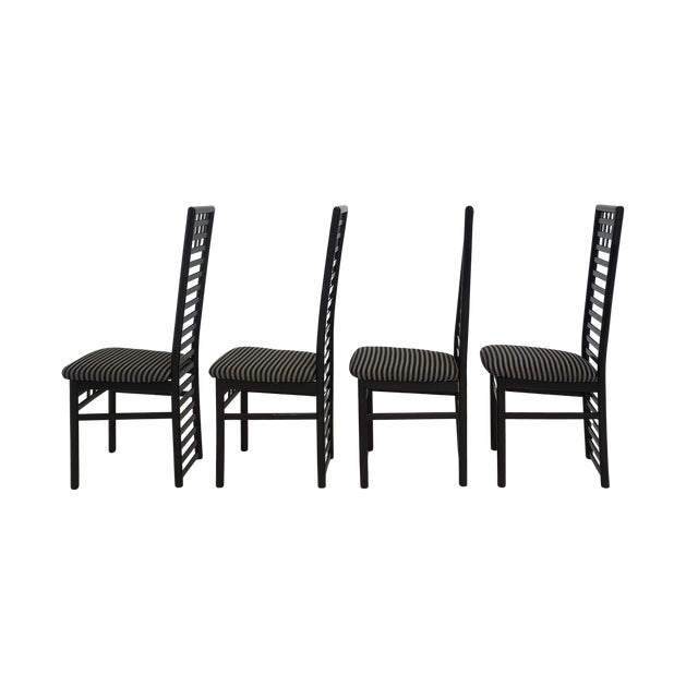 Mid 20th Century Set of 4 Geometric Ladder Back Chairs For Sale - Image 4 of 7