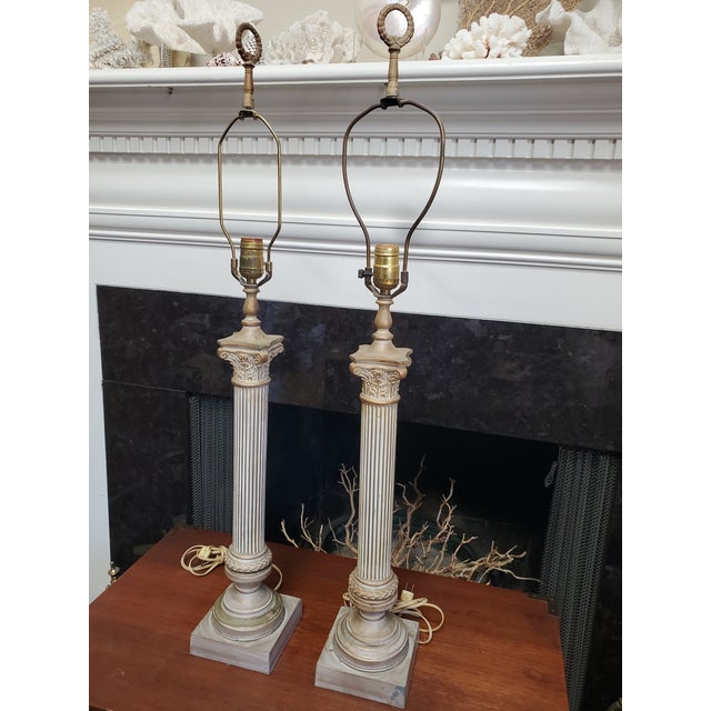 1950s Neo Classical Style Metal Indoor Lamps in the Style of Roman Columns For Sale - Image 9 of 11