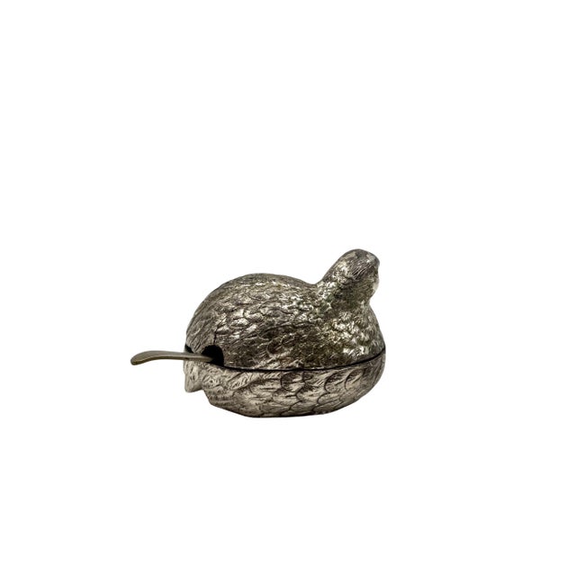 1970s. Hollywood Regency Silver-Plate Quails Shaped Salt and Pepper, Gucci Italy - 3 pcs For Sale - Image 10 of 11