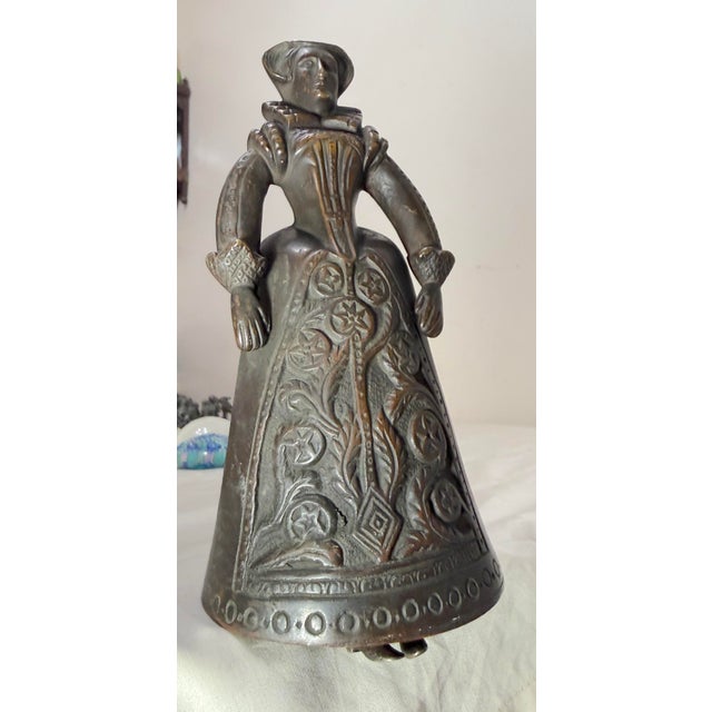 Bronze Antique 1800's Victorian Solid Heavy Bronze Elizabethan Lady Bell Boot Clapper For Sale - Image 8 of 14