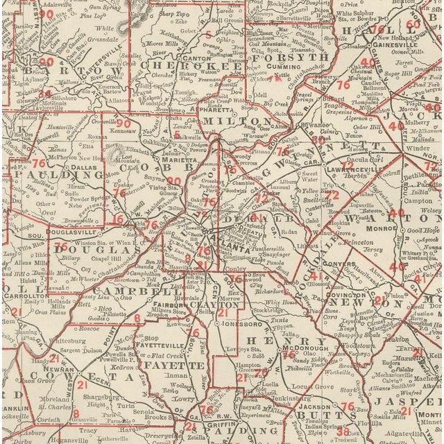 19th Century Antique Map of Georgia The Peach State by Rand McNally, 1899 For Sale - Image 5 of 12