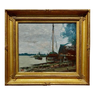 Henry Ward Ranger - New England Harbor Scene -Oil Painting For Sale