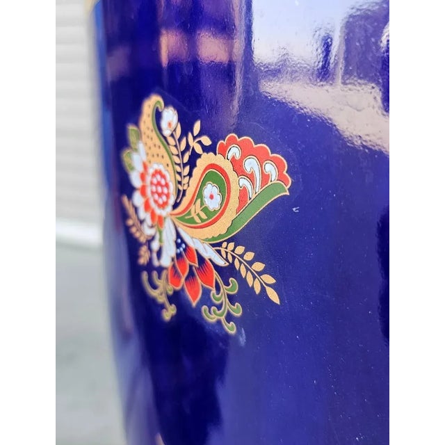 1970s Monumental Cobalt Porcelain Large Vases-a Pair For Sale - Image 9 of 16