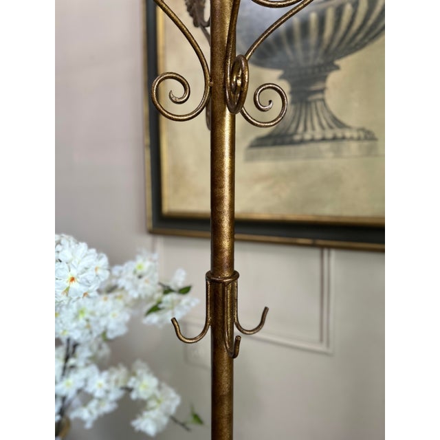 Vintage Gilt-Toned Metal Coat and Hat Rack For Sale In New York - Image 6 of 7