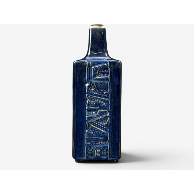 Ceramic Désirée Stentøj, Blue Glazed Stoneware, Large Table Lamp, Denmark, 1970s For Sale - Image 7 of 12