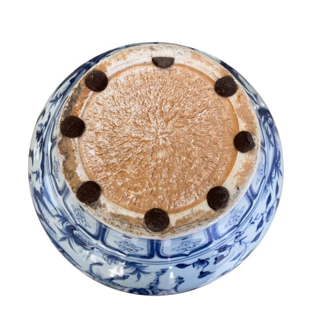 Blue Antique Chinese Ming Dynasty Blue & White Porcelain Vase, C. 1900 For Sale - Image 8 of 10