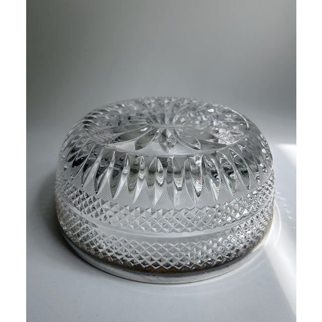 Mid 20th Century Stamped German Silver Plate Rimmed Clear Lead Crystal Serving Bowl For Sale - Image 12 of 18