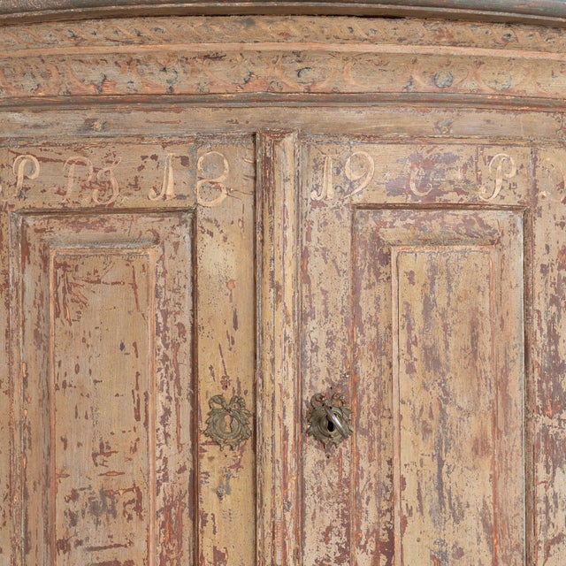 19th Century Swedish Original Painted Pine Corner Cabinet For Sale - Image 4 of 14