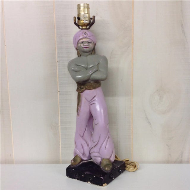Unique Mid Century Figural Genie Lamp. Exceptional piece in Gray and Pink. We ALWAYS accept reasonable offers. Before it's...