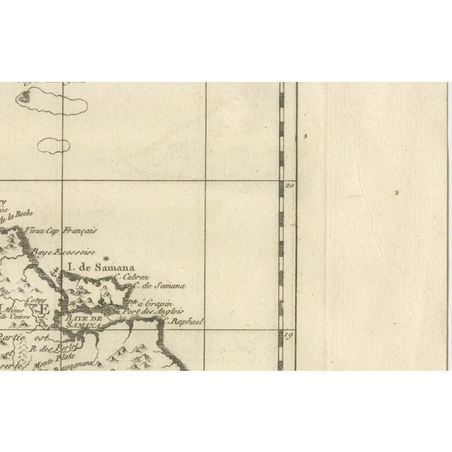 Gold Map of French and Spanish Antilles with Hispaniola St Domingue by Rigobert Bonne, 1780s For Sale - Image 8 of 12