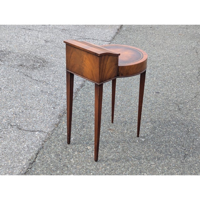 Wood Vintage Weiman Leather Top Side Table For Sale - Image 7 of 10