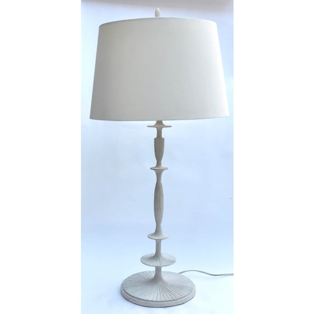 Ivory Barbara Barry Lotus Table Lamp With Silk Shade For Sale - Image 8 of 8