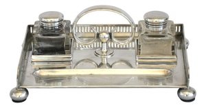 English Walker and Hall Silver Plated Ink Stand Desk Stand from Sheffield, 1880s
